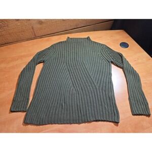 Express World Brand Olive Green Ribbed Mock Neck Sweater Large Women Long Sleeve